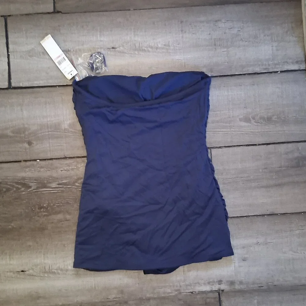 DKNY Bandeau Swimdress Swimsuit Navy Size 6 New - Picture 4 of 7